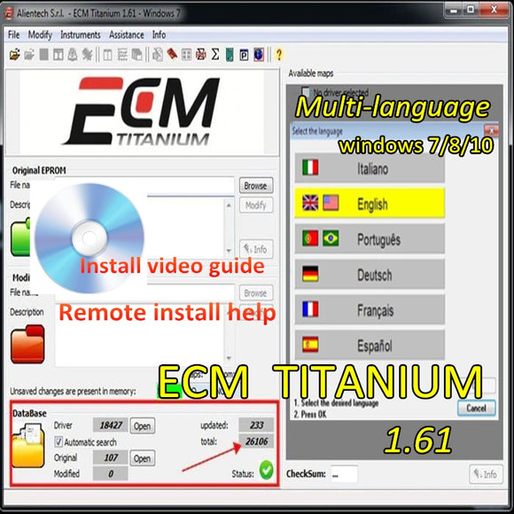 ECM TITANIUM 1.61 With 26000 + Driver ECM 18259+ Drivers for ecu tool Send link or CD or USB windows 7/8/10 - MHH Auto Shop