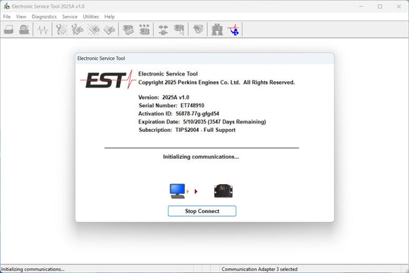New Perkins EST 2025A Electronic Service Tool Diagnostic Software with Factory Password Generator(10 Digits) +1 License - MHH Auto Shop