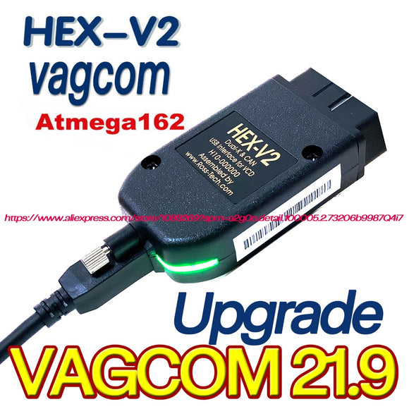 VCDS VAG COM 2022 HEX V2 USB Interface VagCom 21.3 Testers FOR VW AUDI  Skoda Seat VAG 21.9 English German Polish Version