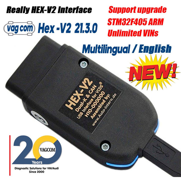 High Vagcom 21.3.0 Vag Com 20.4 Interfaz Hex V2 más reciente Compatible con  Skoda Seat Vag 20.12 Inglés Polaco Alemán Francés Español