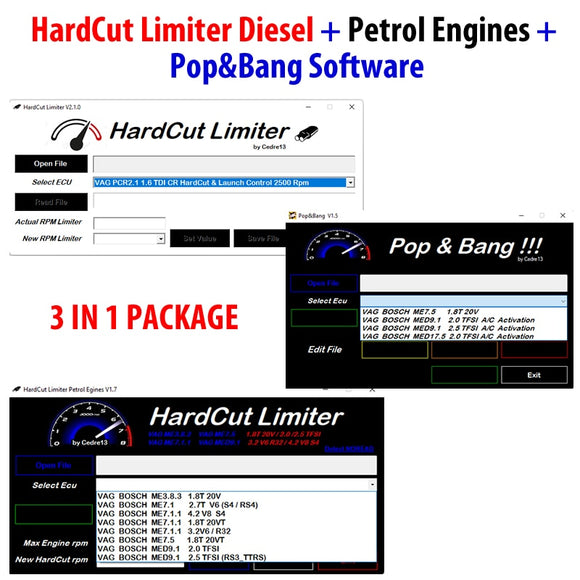 3 IN 1 PACKAGE HardCut Limiter Diesel + Petrol Engines + Pop&Bang Software Car Repair Tool  Diagnostic Tools - MHH Auto Shop