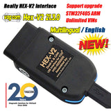 2022 Really hex-v2 VAG COM 21.3 VAGCOM 20.12 VCDSCAN HEX V2 USB Interface FOR VW AUDI Skoda Seat Multilingual/English STM32F405 - MHH Auto Shop