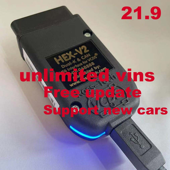 VCDS VAG COM 2022 HEX V2 USB Interface VagCom 21.3 Testers FOR VW AUDI Skoda Seat VAG 21.9 English German Polish Version - MHH Auto Shop